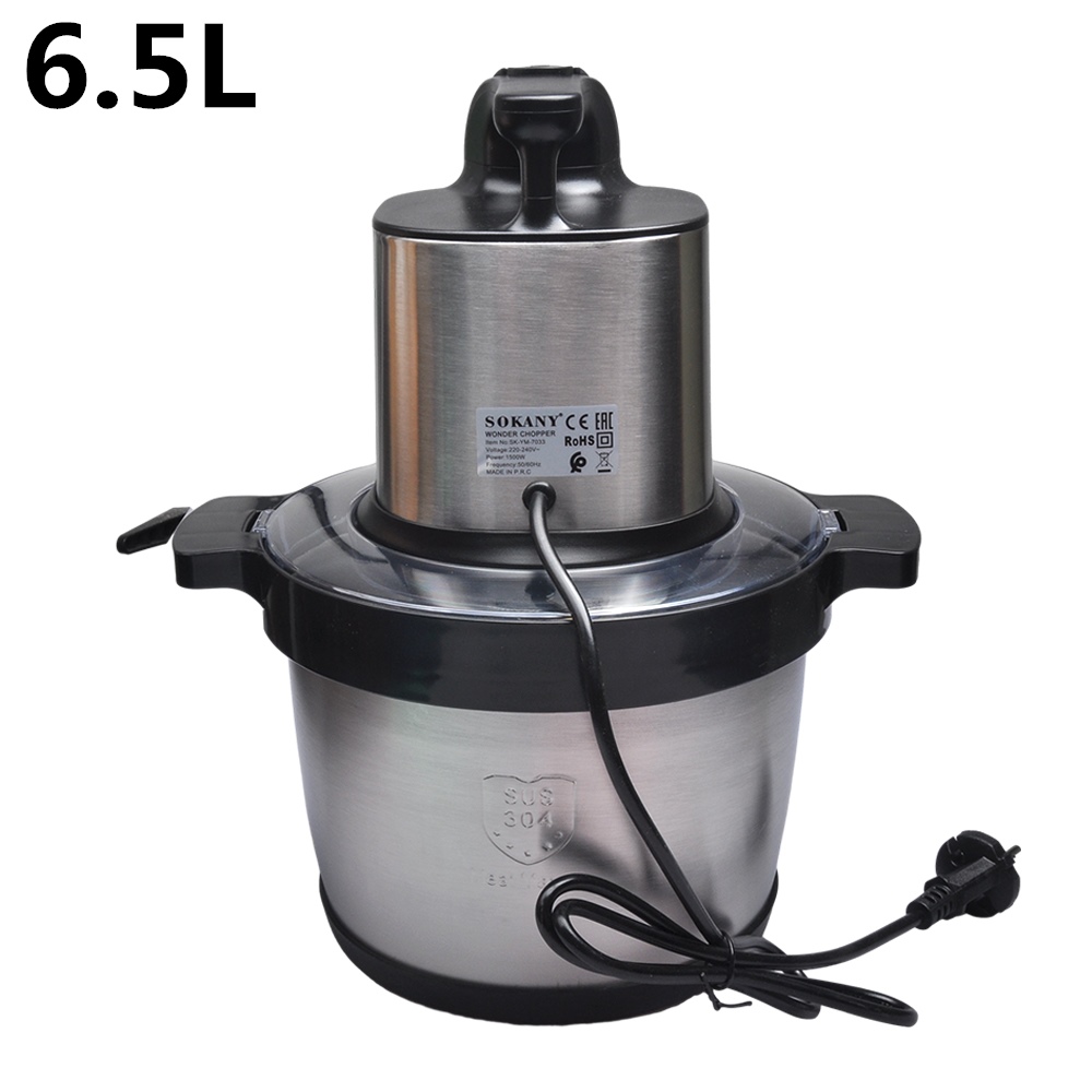 Industrial Meat Grinder 1500W - Penggiling Daging Elektrik 6.5L, Blender Sayuran,