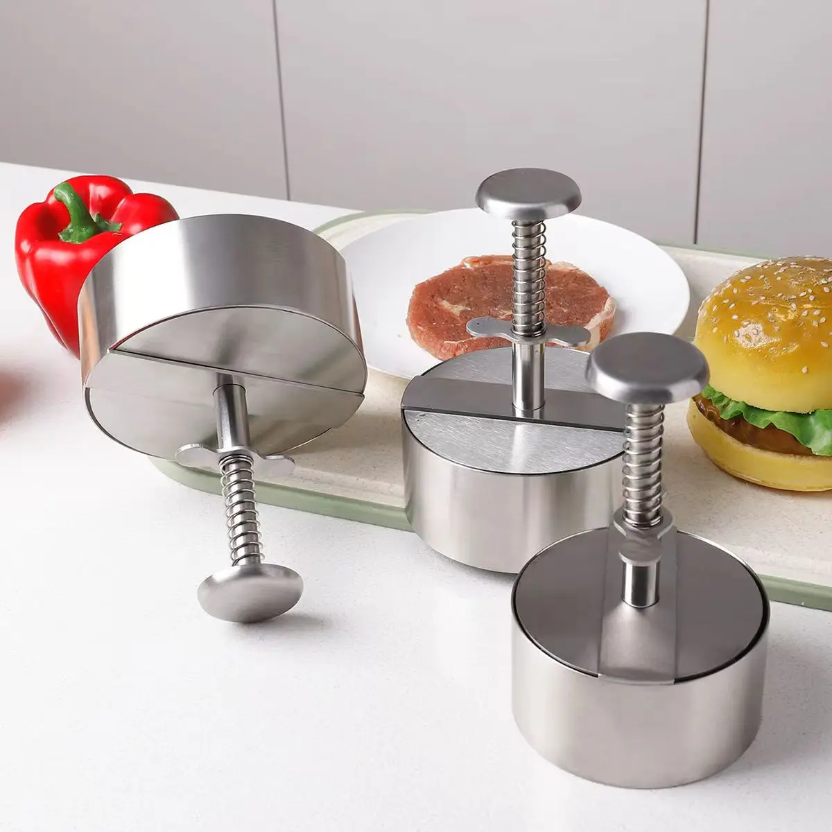 Cetakan Pembuat Patty Burger M - Meat Patty Maker Press Manual ulasan dan harga