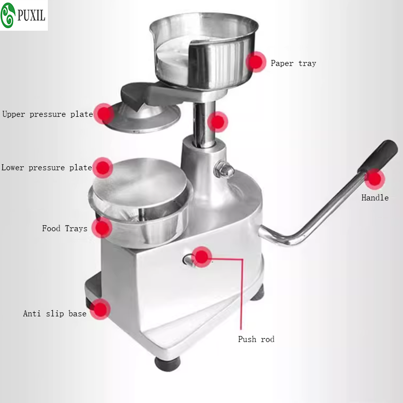 Mesin hamburger komersial, mes - Meat Patty Maker Press Manual ulasan dan harga