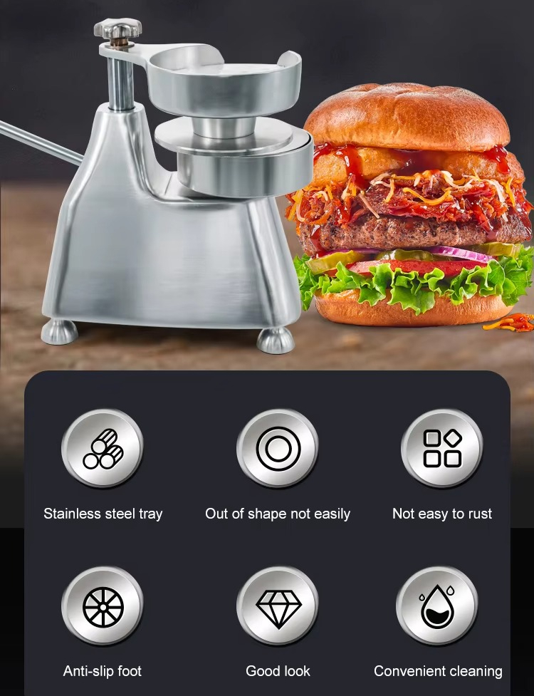 Pembuat Patty Hamburger Manual - Meat Patty Maker Press Manual ulasan dan harga