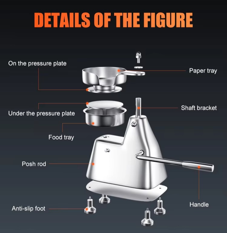 Pembuat Patty Hamburger Manual - Meat Patty Maker Press Manual ulasan dan harga